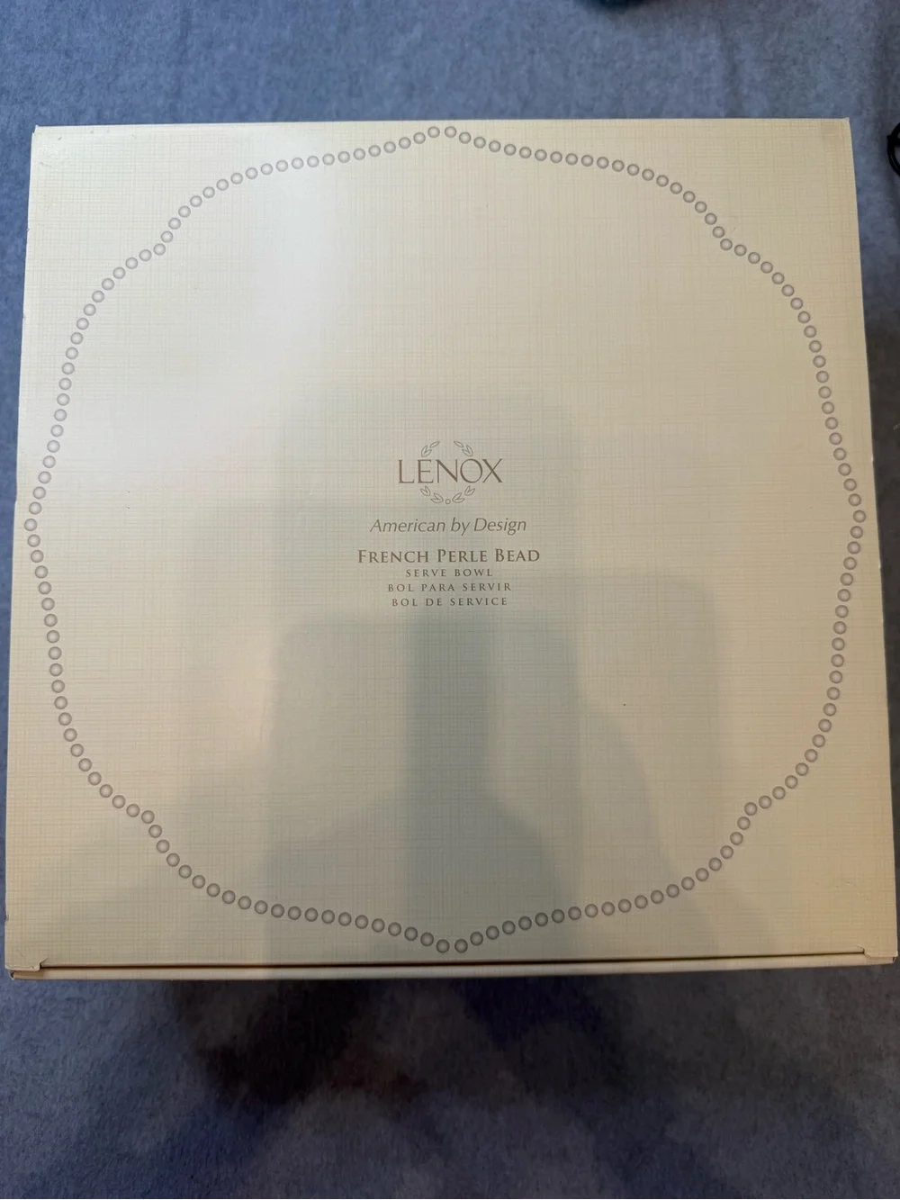 Lenox Ice Blue Oval Serving Bowl with Subtle Speckled Rim